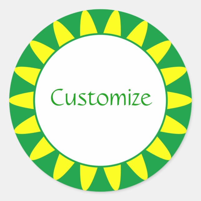 Sun Ray Template - 3 - grün Runder Aufkleber (Vorderseite)