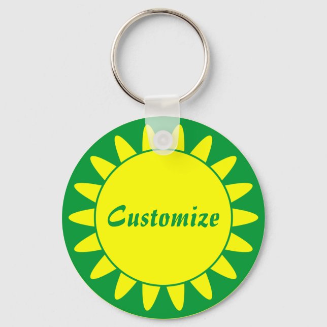 Sun Ray Template - 3 - grün Schlüsselanhänger (Vorderseite)