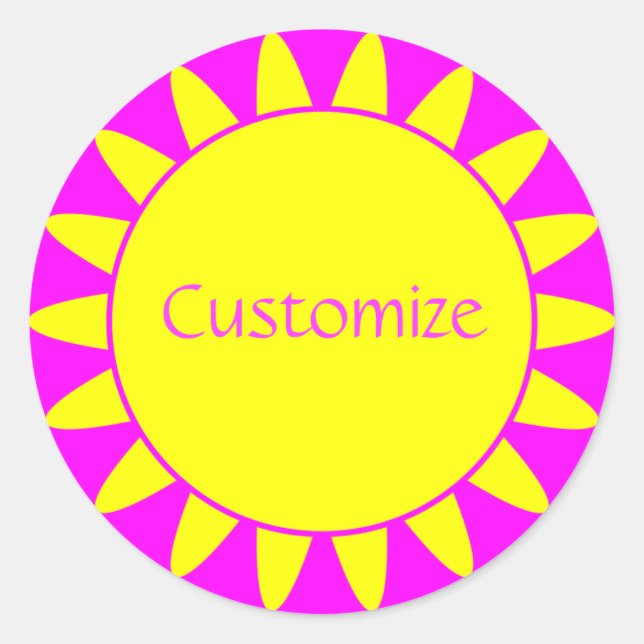 Sun Ray Template - 3 - Magenta & Yellow v2 Runder Aufkleber (Vorderseite)