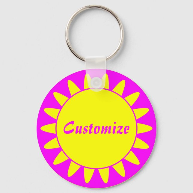 Sun Ray Template - 3 - Magenta & Yellow v2 Schlüsselanhänger (Vorderseite)