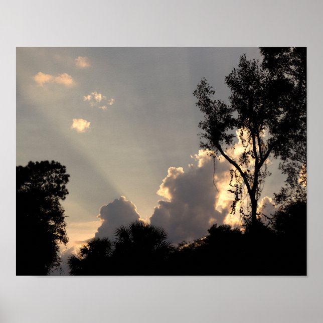 Sun Rays at Sunset - Sky Foto Poster (Vorne)