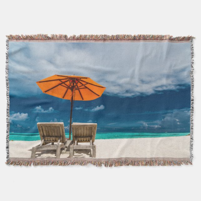 Sun-Regenschirm auf Sandy-Strand |Maldives Decke (Vorderseite)