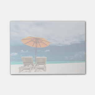 Sun-Regenschirm auf Sandy-Strand Maldives Post-it Klebezettel