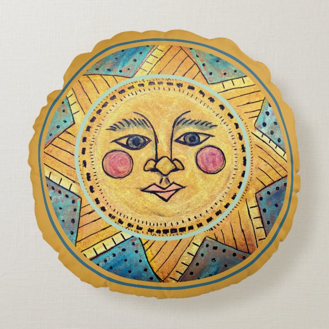 Sun Round Pillow Rundes Kissen (Vorderseite)