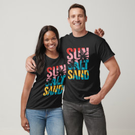 Sun Salt Sand Beach Retro Typografie Sommer T-Shirt