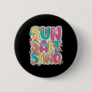 Sun Salt Sand Funny Beach Palm Tree Sommerurlaub Button