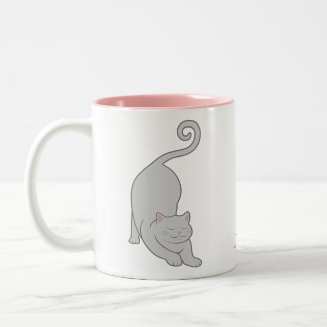 Sun-Salutation abwärts Graukatzenyoga Zweifarbige Tasse (Links)