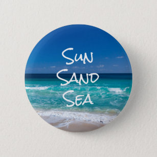 Sun-Sand-Seetropisches Strand-Türkis-Wasser Button