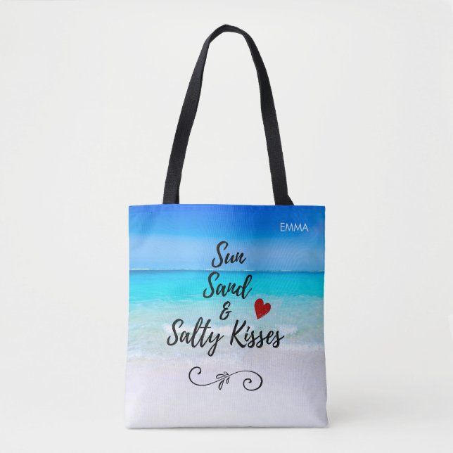 Sun Sand und Salty Kisses Tropical Beach Tasche (Vorderseite)