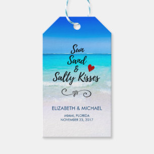 Sun Sand und Salty Kisses Tropical Wedding Danke Geschenkanhänger