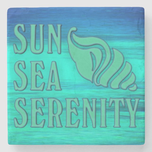 Sun Sea Serenity Tropical Seashell Beach Szene Steinuntersetzer (Vorderseite)