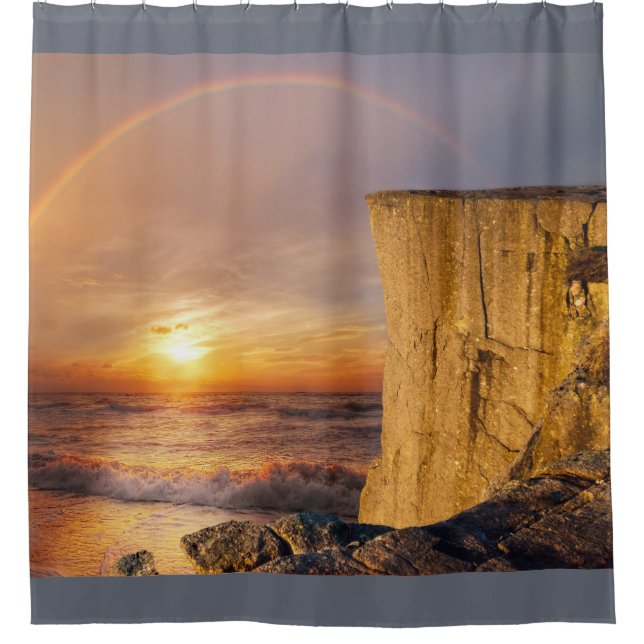 Sun Set Sea Cliff Duschvorhang (Vorderseite)