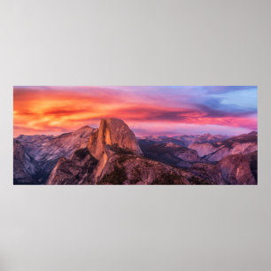 Sun Setting over A Rocky Landscape Poster
