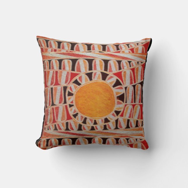 SUN SOLAR ENERGIE Gelb Orange Rot Schwarz-weiß Kissen (Vorderseite)