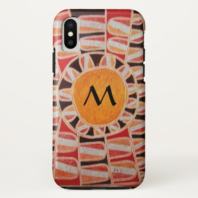 SUN SOLAR ENERGIE MONOGRAM Gelb orange rot schwarz Case-Mate iPhone Hülle (Rückseite)
