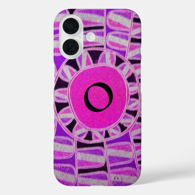 SUN SOLAR ENERGIE MONOGRAM Pink Lila Schwarz iPhone 16 Hülle (Rückseite)