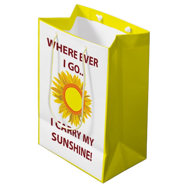 Sun Sonnenblume Sonnenschein Mittlere Geschenktüte (Vorderseite Schrägansicht)