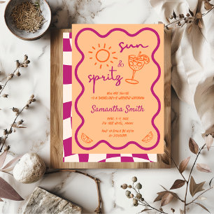 Sun & Spritz Junggeselinnen-Abschied Hand Drawn Fu Einladung
