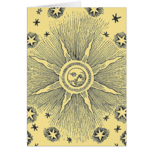 Sun Stars Antique Nuit Ciel Médiéval Zodiac