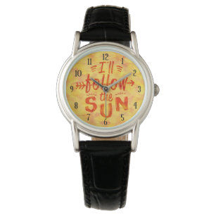 Sun Summer Sun Typografie Orange Armbanduhr
