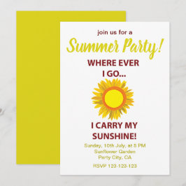 Sun Sunflower Sunshine Summer Party Einladung