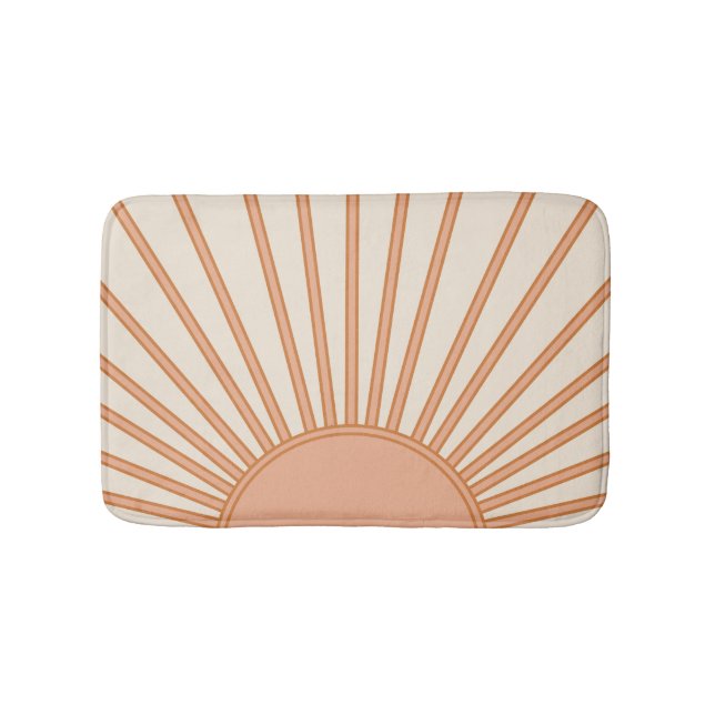 Sun Sunrise Earth Tones Terracotta Retro Sunshine Badematte (Vorderseite)