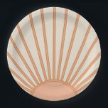Sun Sunrise Earth Tones Terracotta Retro Sunshine Pappteller<br><div class="desc">Sun Print - Beige- und Erdtöne - Sonnenschein, Moderner Abstrakt geometrischer Sonnenaufgang.</div>