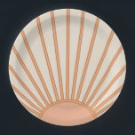 Sun Sunrise Earth Tones Terracotta Retro Sunshine Pappteller<br><div class="desc">Sun Print - Beige- und Erdtöne - Sonnenschein,  Moderner Abstrakt geometrischer Sonnenaufgang.</div>
