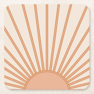 Sun Sunrise Earth Tones Terracotta Retro Sunshine Rechteckiger Pappuntersetzer
