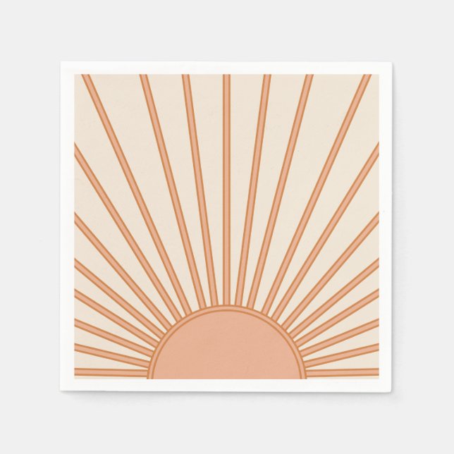 Sun Sunrise Earth Tones Terracotta Retro Sunshine Serviette (Vorderseite)