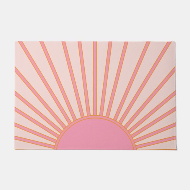 Sun Sunrise Pink Abstrakt Retro Sunshine Fußmatte (Vorderseite)
