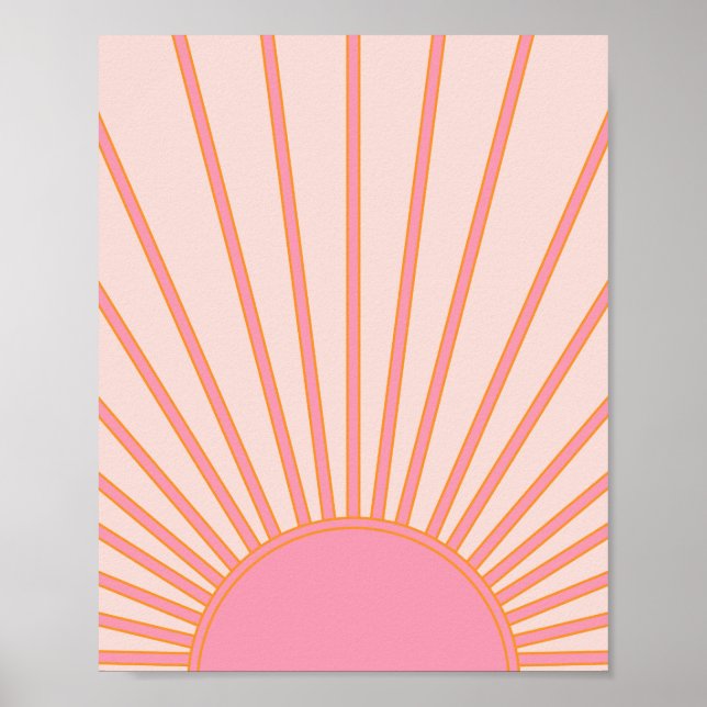 Sun Sunrise Pink Abstrakt Retro Sunshine Poster (Vorne)