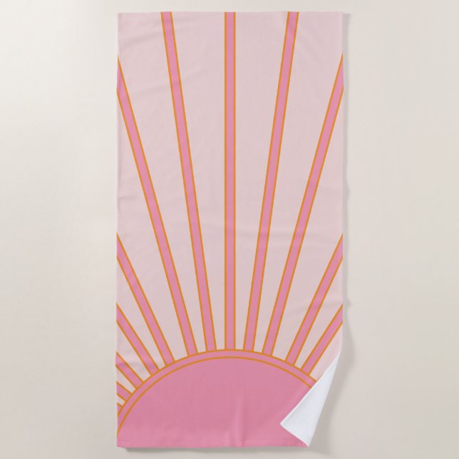 Sun Sunrise Pink Abstrakt Retro Sunshine Strandtuch (Vorderseite)