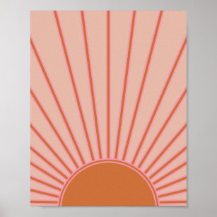 Sun Sunrise Terracotta Earth Tones Sunshine Poster