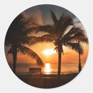 Sun Sunset Sunrise Runder Aufkleber