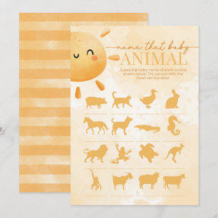 Sun Sunshine Name, Baby Animal Dusche Game Einladung
