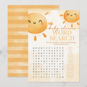 Sun Sunshine Word Search Baby Showspiel Einladung
