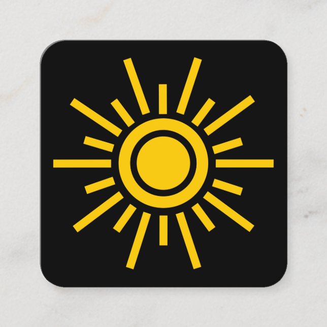 Sun Symbol 01 - Amber auf Schwarz Quadratische Visitenkarte (Vorderseite)