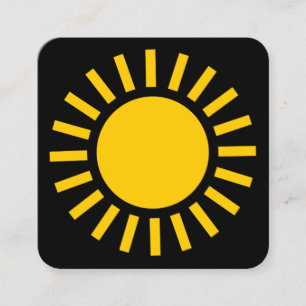 Sun Symbol 02 - Amber auf Schwarz Quadratische Visitenkarte
