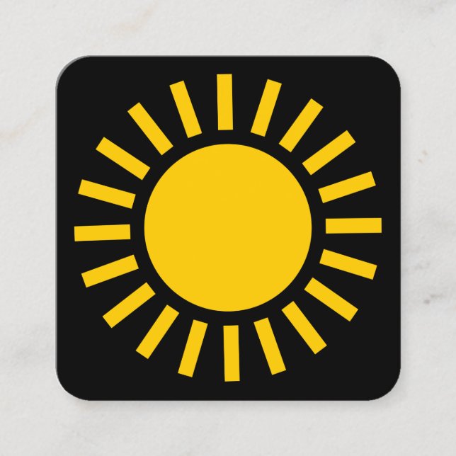 Sun Symbol 02 - Amber auf Schwarz Quadratische Visitenkarte (Vorderseite)