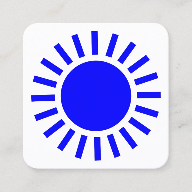 Sun Symbol 02 - Blau auf Weiß Quadratische Visitenkarte (Vorderseite)