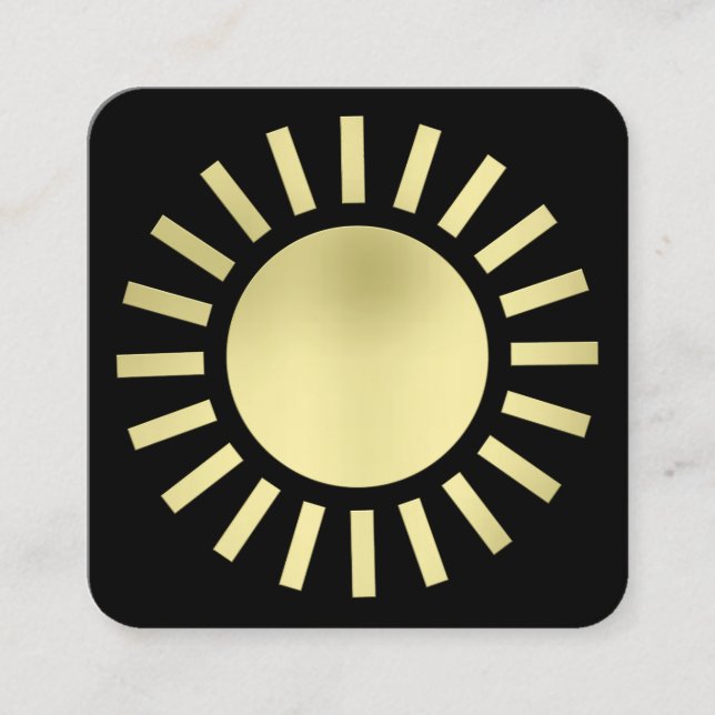 Sun Symbol 02 - Gold auf schwarz Quadratische Visitenkarte (Vorderseite)