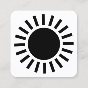 Sun Symbol 02 - Schwarz auf Weiß Quadratische Visitenkarte