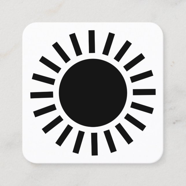 Sun Symbol 02 - Schwarz auf Weiß Quadratische Visitenkarte (Vorderseite)