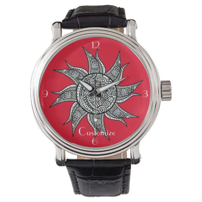 Sun Tattoo Thunder_Cove im Henna-Stil Armbanduhr (Vorderseite)