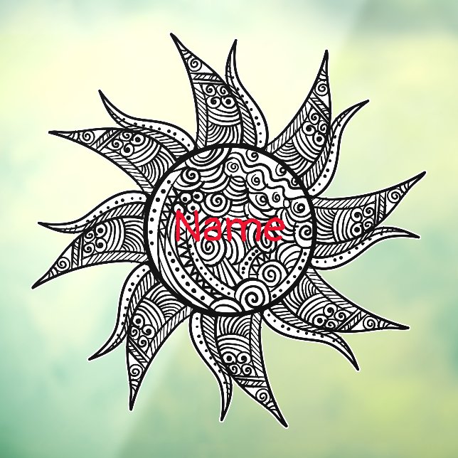 Sun Tattoo Thunder_Cove im Henna-Stil Fensteraufkleber (Blatt 3)