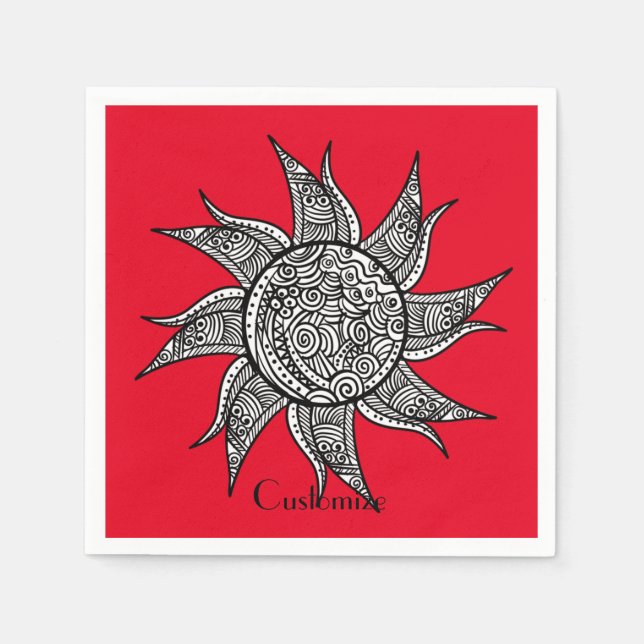 Sun Tattoo Thunder_Cove im Henna-Stil Serviette (Vorderseite)