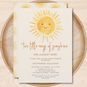 Sun-Themed Twins Baby-Dusche Einladung