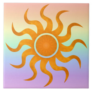 Sun Tile Pastel Rainbow Large Sun Decorative Fliese