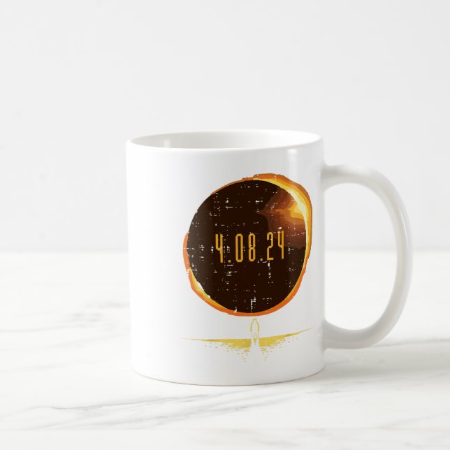 Sun Total Solar Eclipse 2024 Totality 8 April Männ Kaffeetasse (Rechts)